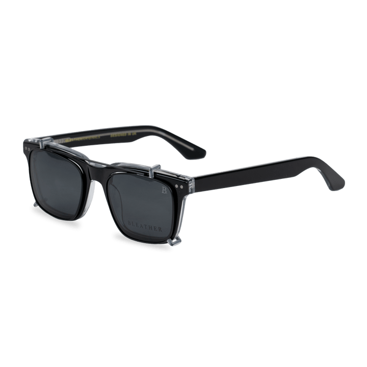 Vintara: Lunettes à clips de luxe Noir/Trans - Bleather Maroc