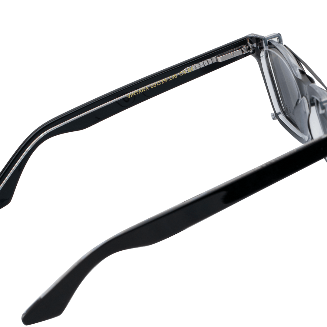 Vintara: Lunettes à clips de luxe Noir/Trans - Bleather Maroc