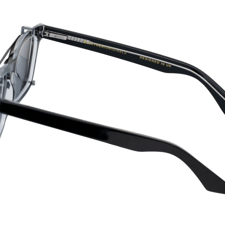 Vintara: Lunettes à clips de luxe Noir/Trans - Bleather Maroc