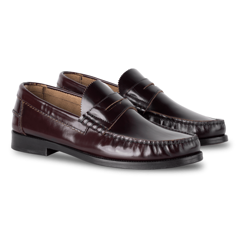 Wallas : Mocassin Homme - Cuir Bordeaux - Bleather Maroc