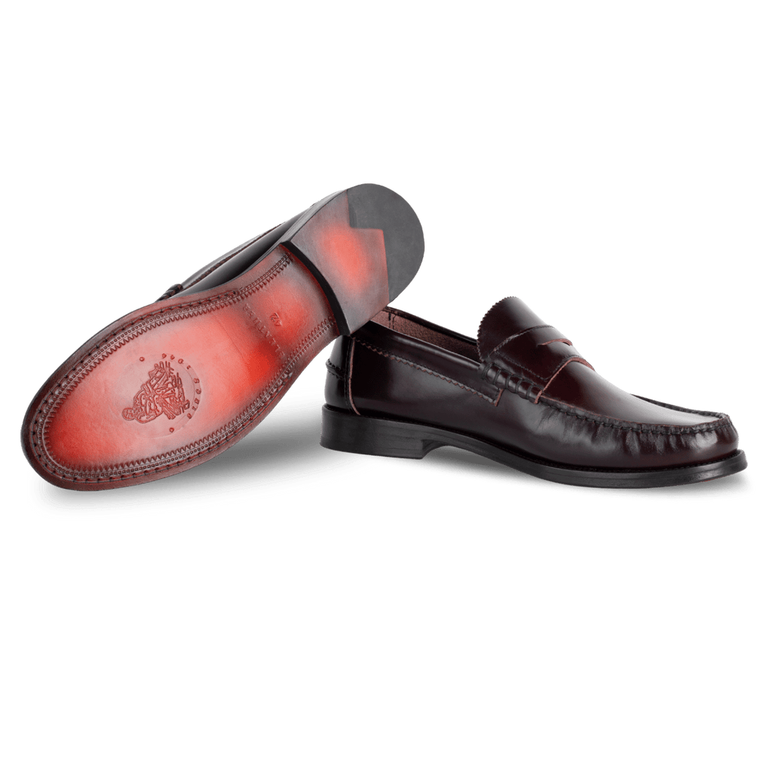 Wallas : Mocassin Homme - Cuir Bordeaux - Bleather Maroc