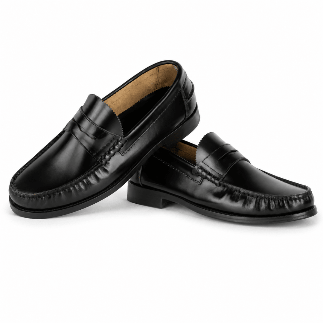 Wallas : Mocassin Homme - Cuir Noir - Bleather Maroc