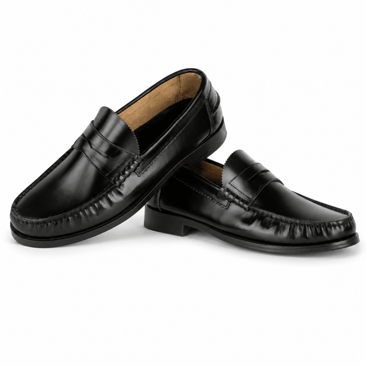 Wallas : Mocassin Homme - Cuir Noir - Bleather Maroc