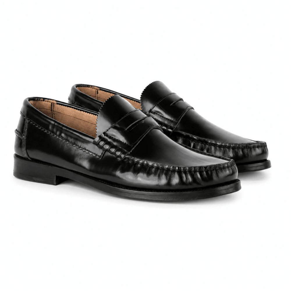 Wallas : Mocassin Homme - Cuir Noir - Bleather Maroc