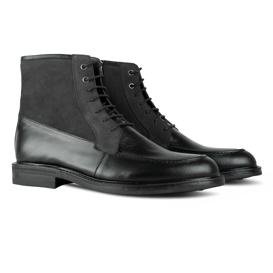 Walmer: Bottes Homme - Cuir Noir - Bleather Maroc