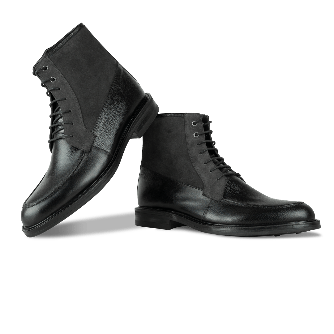 Walmer: Bottes Homme - Cuir Noir - Bleather Maroc