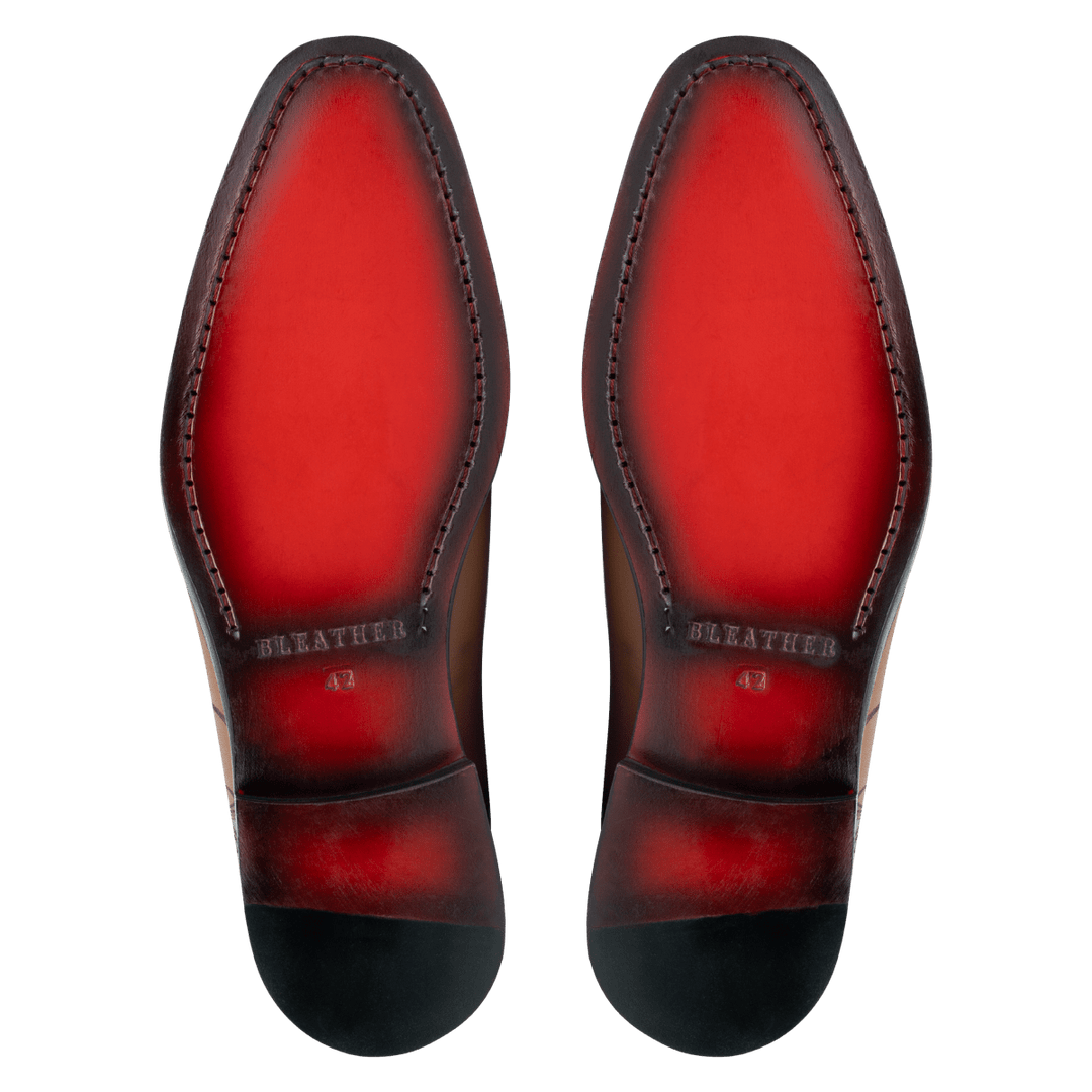 Westwood: Chelsea Boots Homme - Cuir Cognac Gravé - Bleather Maroc