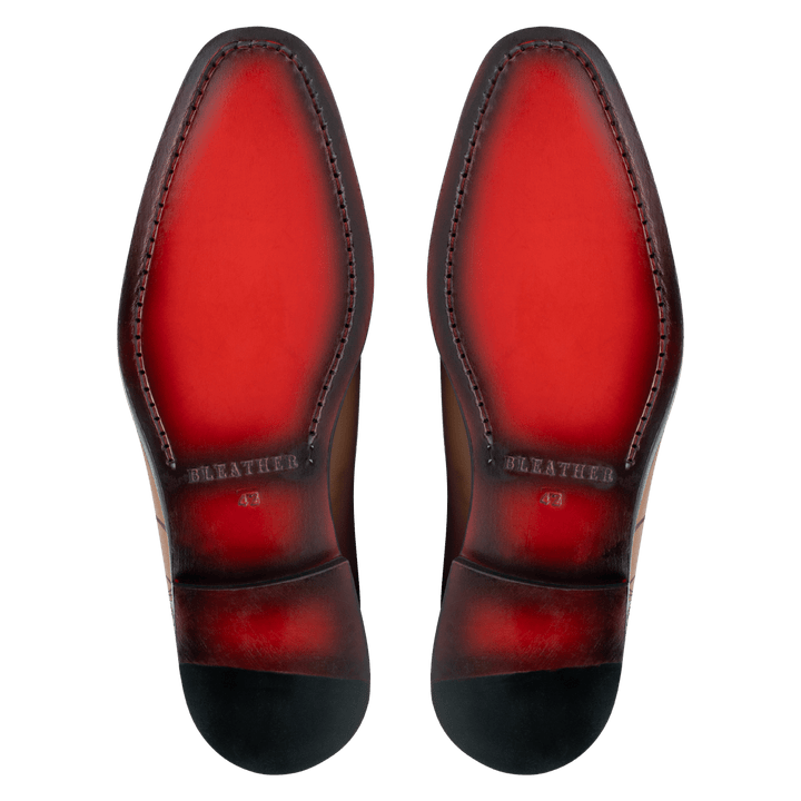 Westwood: Chelsea Boots Homme - Cuir Cognac Gravé - Bleather Maroc