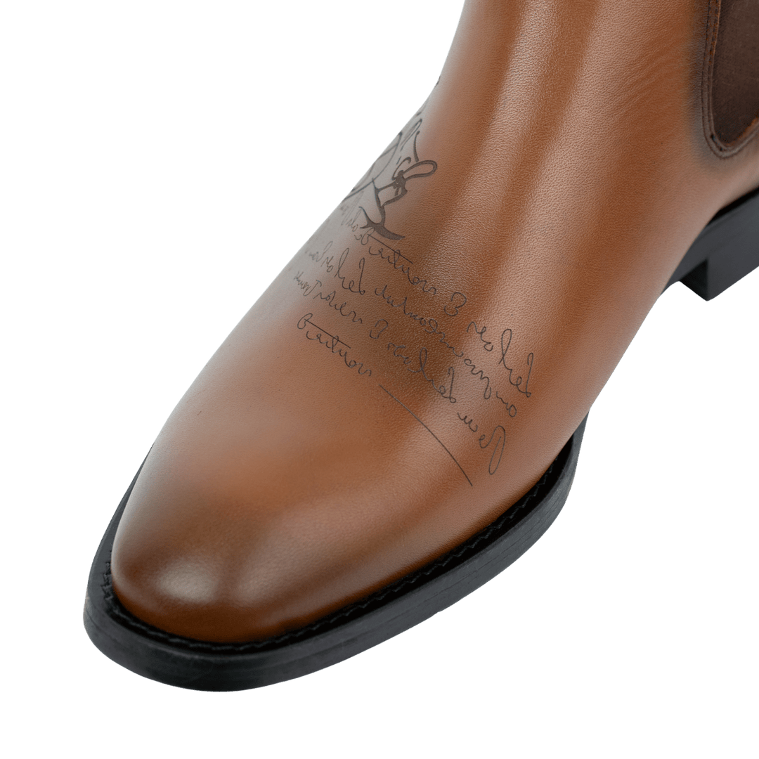 Westwood: Chelsea Boots Homme - Cuir Cognac Gravé - Bleather Maroc