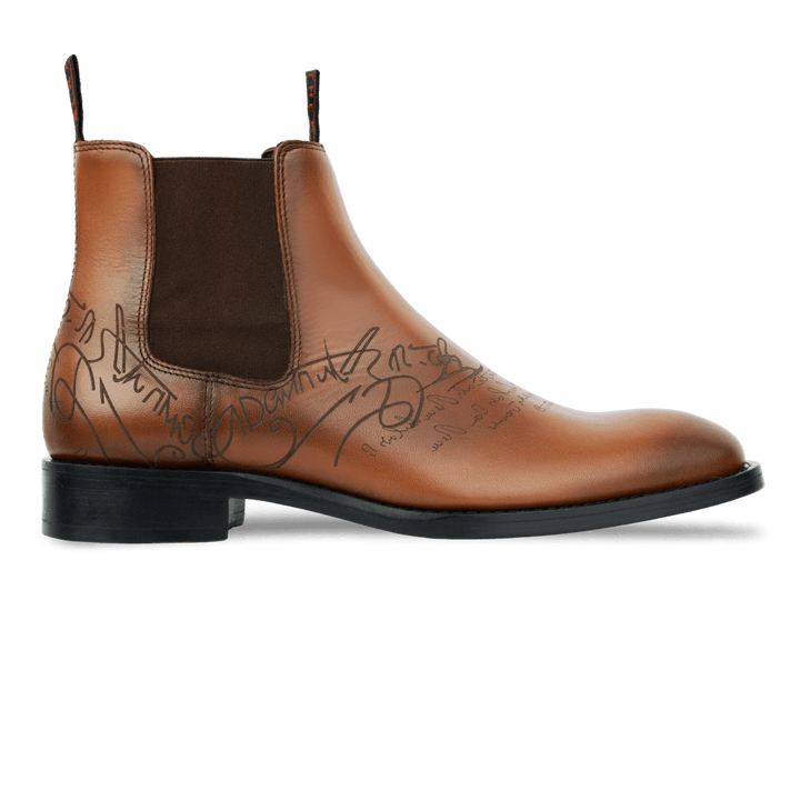 Westwood: Chelsea Boots Homme - Cuir Cognac Gravé - Bleather Maroc