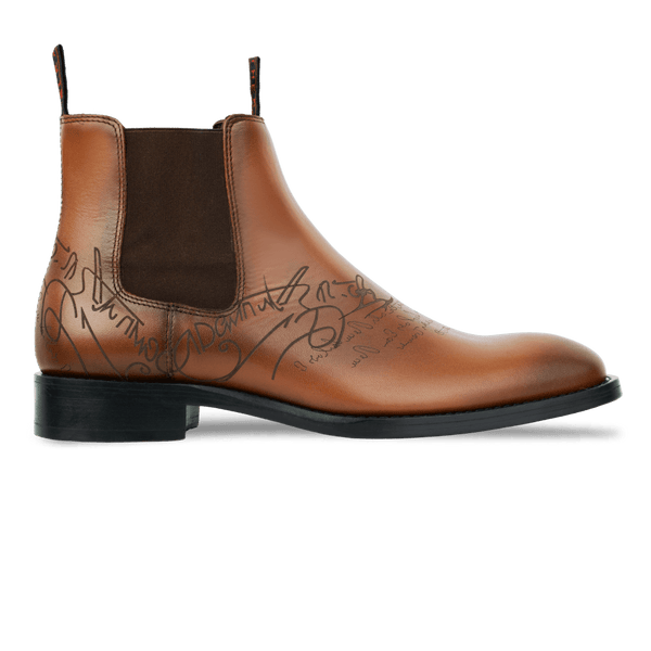 Westwood: Chelsea Boots Homme - Cuir Cognac Gravé