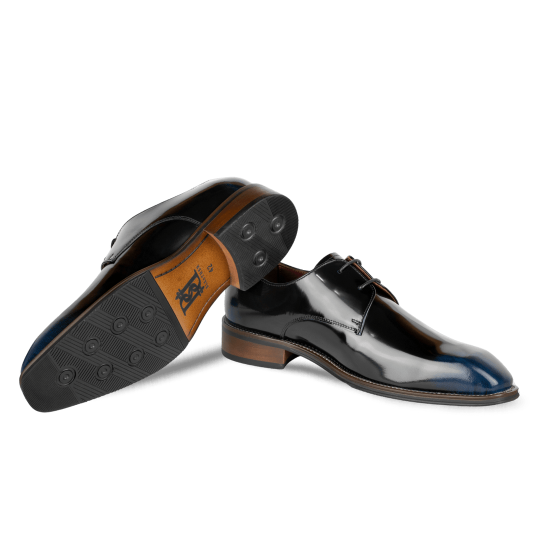 Windsor: Derby Homme - Cuir Bleu Patiné - Bleather Maroc