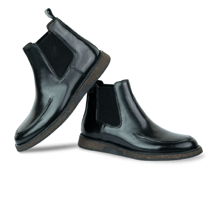 Winter: Chelsea Boots Homme - Cuir Noir - Bleather Maroc