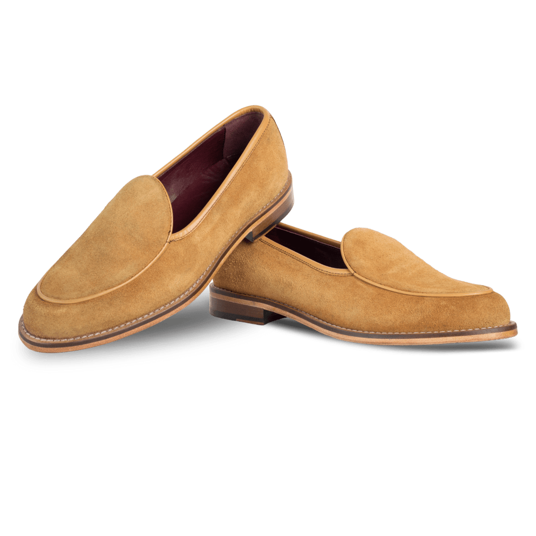 YORK : Mocassin Homme - Daim Cognac - Bleather Maroc