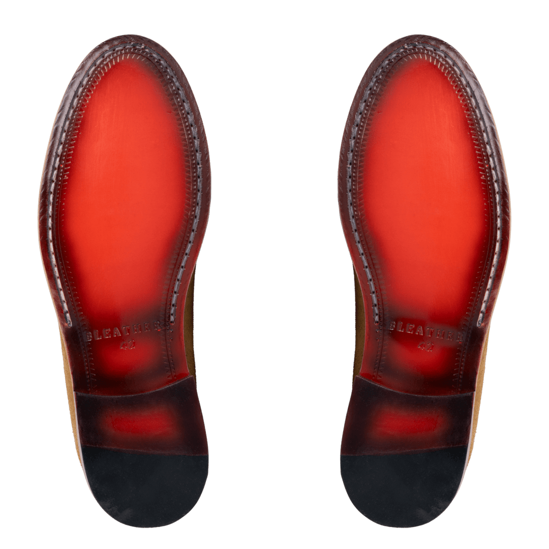YORK : Mocassin Homme - Daim Cognac - Bleather Maroc